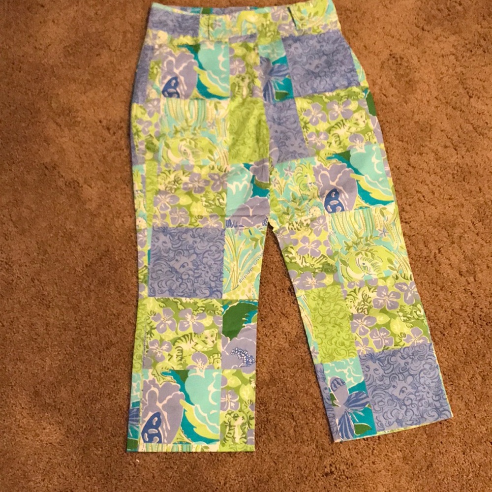 Lilly Pulitzer lion elephant preppy Capri pants